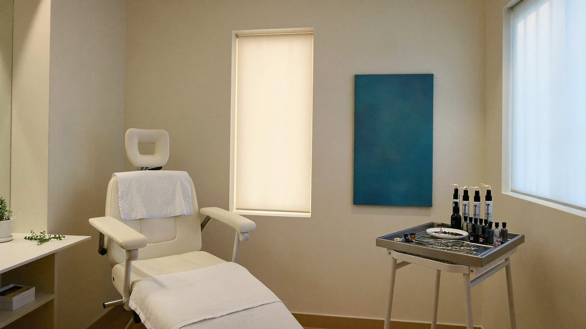 A calm, uncluttered medspa treatment room